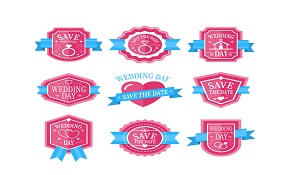 9 Pink Wedding label vector